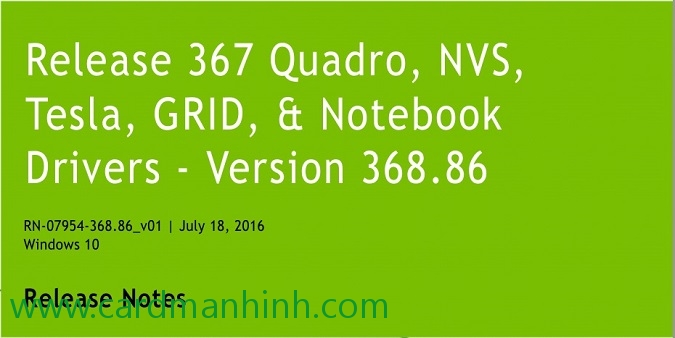 Driver card màn hình NVIDIA Quadro 368.86 WHQL