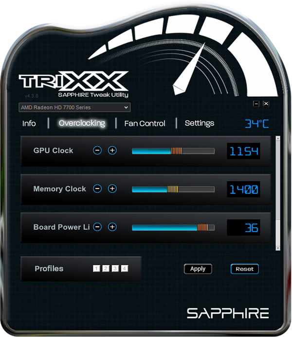 Phần mềm Sapphire TriXX quản lý tất cả thông số card